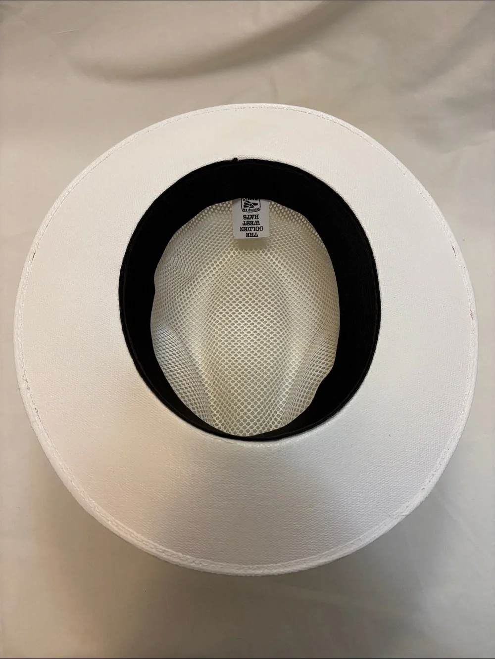White Mesh Fedora Hat with Contrast Band